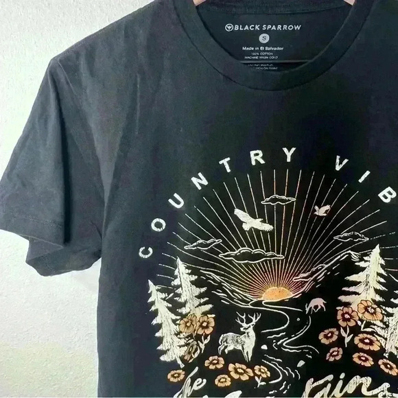 Black Sparrow | “Country Vibes - The Mountains are Calling” Graphic Tee | Size S - Picture 5 of 10